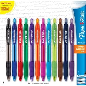 Paper Mate Profile Retractable Medium Point Ballpoint Pens, 12 Colored Ink Pens (1788863)