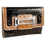 Women's Camden Shiny Brown/Multi Synthetic Leather Tri-Fold Wallet: Brown/Multi Tri-Fold