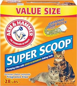 Arm & Hammer Super Scoop Clumping Litter, Unscented, 28-Pound