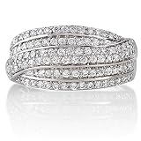 Sterling Silver Ring 925 Cubic Zirconia CZ Woven Wedding Engagement Ring - For Valentines Day Gift