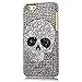 STENES Bling Phone Case Compatible with iPhone 7 Plus Case, STENES Bling Phone Case Compatible with [Luxurious Series] 3D Handmade Shiny Crystal Cover - Big Skull/Silver