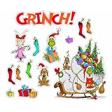 Dr. Seuss(TM) The Grinch(TM) Bulletin Board Set - Includes a Set of Four 17'' by 24'' Panels and 30 Stocking Cut-Outs