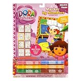 Dora The Explorer Marker By Numbers, Includes 8 Magic-Reveal Posters, 6 Markers, And A Display Frame, Deluxe Pack