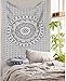 Elephant Mandala Hippie Tapestry Indian Traditional Throw Beach Throw Wall Art College Dorm Bohemian Wall Hanging Boho Twin Bedspread (Black &White 1)