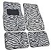 A Set of 4 Universal Fit Animal Print Carpet Floor Mats for Cars / Truck - Zebra White Tiger