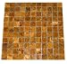 1"X 1" Multi Brown Gold Onyx Polished Finish Mosaics Meshed on 12" X 12" Tiles for Backsplash, Shower Walls, Bathroom Floors Prices Lowered for Two Weeks Only 09/01 to 09/15