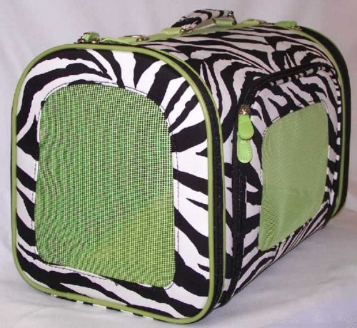 Luggage Style Polka Dot Zebra with Lime Trim - Large