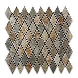 Golden White Quartzite Tumbled Diamond Mosaic Tile - 6
