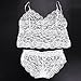 Tenworld Translucent Underwear Set Women Lace Strap Tank Top Briefs White(S-XL)