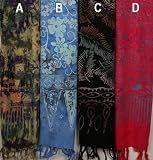 10" X 66" Rayon Scarves - 4 Floral Batiks