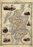 1800'S SCOTLAND EDINBURGH PERTH ABERDEEN MAP SMALL VINTAGE POSTER