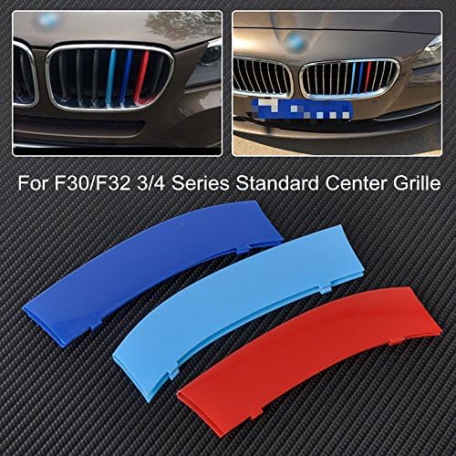 KKM M-colored Grille Insert Trims for BMW F30 3 Series 320i 328d 328i 335i and F32 4 Series 428i 435i Standard Kidney Grill (11 Beams), NOT for the 8-Beam Black Grille