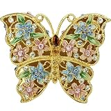 Spread Wing Butterfly Crystal Jeweled Pewter Trinket Box