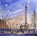 Trafalgar Square London POSTCARD of Watercolour Painting by Steve Greaves