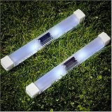 Super Bright Long Life Wireless 2 White LED Pathway Plastic Solar Light Gl91d - 2 Pcs