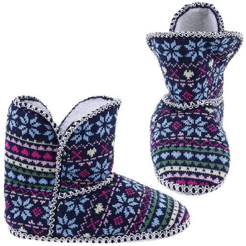 Chatties Snowflake Fair-Isle Bootie Slippers for Women