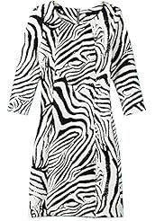 Animal Print Zebra Print Shift Round Neck Short Cotton Elbow Length Sleeves Bodycon Dress 