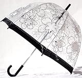 Black floral stitch PVC dome umbrella