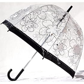 Black floral stitch PVC dome umbrella