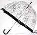 Black floral stitch PVC dome umbrella