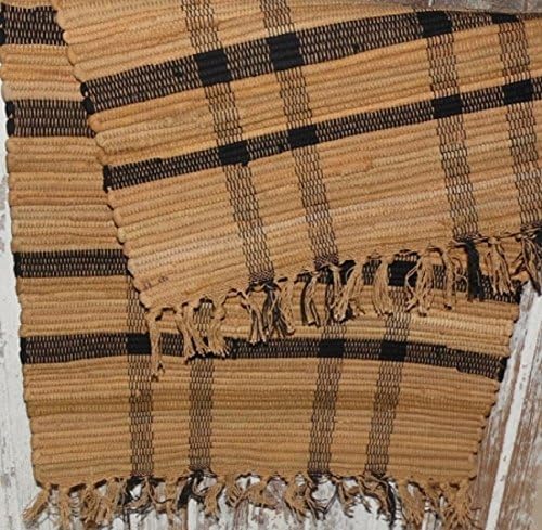 24" X 42" Woven Rag Rug Prairie Plaid-tan
