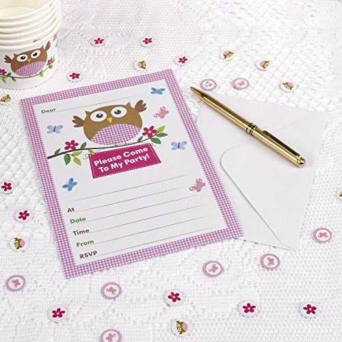 Little Owls Pink Napkins For Baby Shower, Christening, Baby Naming Or Little Girl's Party. Pack Of 10 With Envelopes