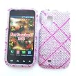 Samsung Fascinate i500 Galaxy S (Verizon) Snap-on Protector Hard Case Rhinestone Cover "Pink Lines Pattern" Design