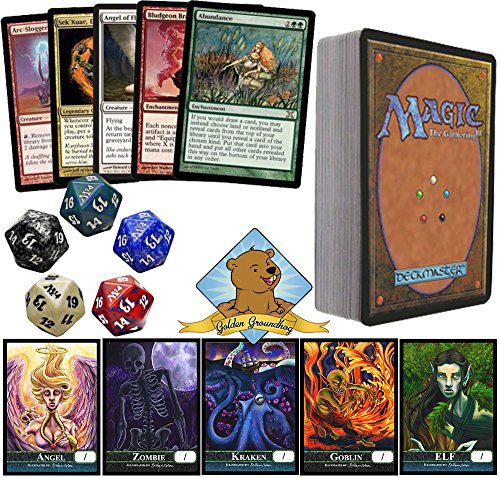 50 Assorted Magic: The Gathering Rares! No Duplication! With 3 Spindown! Includes 5 Custom Golden Groundhog Token Counters!