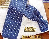 ブルー地白/襟飾ドットパターン・ニットタイ#kt55c