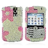 for Blackberry Curve 8330 Bling Hard Case Pink Flowers