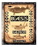 Bass salmon trout fishing lures bait sign fishing pole hook / mancave vintage wall decor