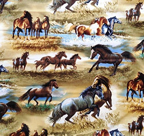 1 Yard - "Running Free" Horse &amp; Western Cotton Fabric - by Persis Clayton Weirs (Great for Quilting, Sewing, Craft Projects, Throw Pillows &amp; More) 1 Yard X 44" Wide
