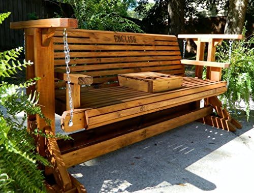 Southern Swings Heavy Duty Rollback/Rolled Seat Stained Porch,Patio or Lawn Glider Swing