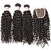 B&F Hair Unprocessed Brazilian Virgin Curly Hair Weave 3piece/lot Bundles with 1piece Free Part Lace Closure 100% Human Hair Extensions Nature Color