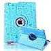 HDE Rotating iPad Case Magnetic Folding Leather Cover Folio Flip Stand for Apple iPad 2 iPad 3 iPad 4 (Blue Cartoon)
