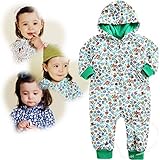 (ハニーブロッサム) HONEYBLOSSOM ベビー 【 可愛い 総柄 フーディ― カバーオール 】 前開き ジップアップ 長袖 綿 ベビー服 女の子 赤ちゃん 0 - 1 歳 ぐらい m201 g