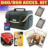 Nikon D40/D60 acessory Kit! Includes: (2) EN-EL9 batteries for Nikon + Nikon SLR Camera Case + Nikon SLR Camera Case + (2) Nikon School DVD's + 4GB Secure Digital Memory Card + 3 in 1 Cleaning Kit + USB 2.0 Multi Card Reader