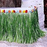 Hawaiian Luau Hibiscus Green Table Skirt 8.5ft Party, By Playscene