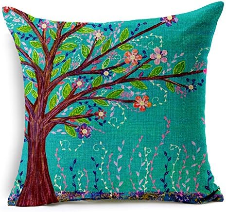 Cushion Covers , LittleKelly Tree Cotton Linen Throw Pillow Case Home Sofa Decorative Cushion Cover 18 X 18 Inch (Big Tree)