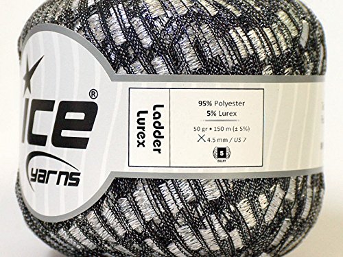 Chain Mail Ladder Lurex Ice Sparkly Trellis Ribbon Yarn 23392