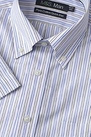 Pure Cotton Quick Iron Short Sleeve Oxford Striped Shirt