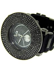 Mens 6 Row Wrist Watch Heavy Hip Hop Bling Gunmetal Iced Out Silver Plated