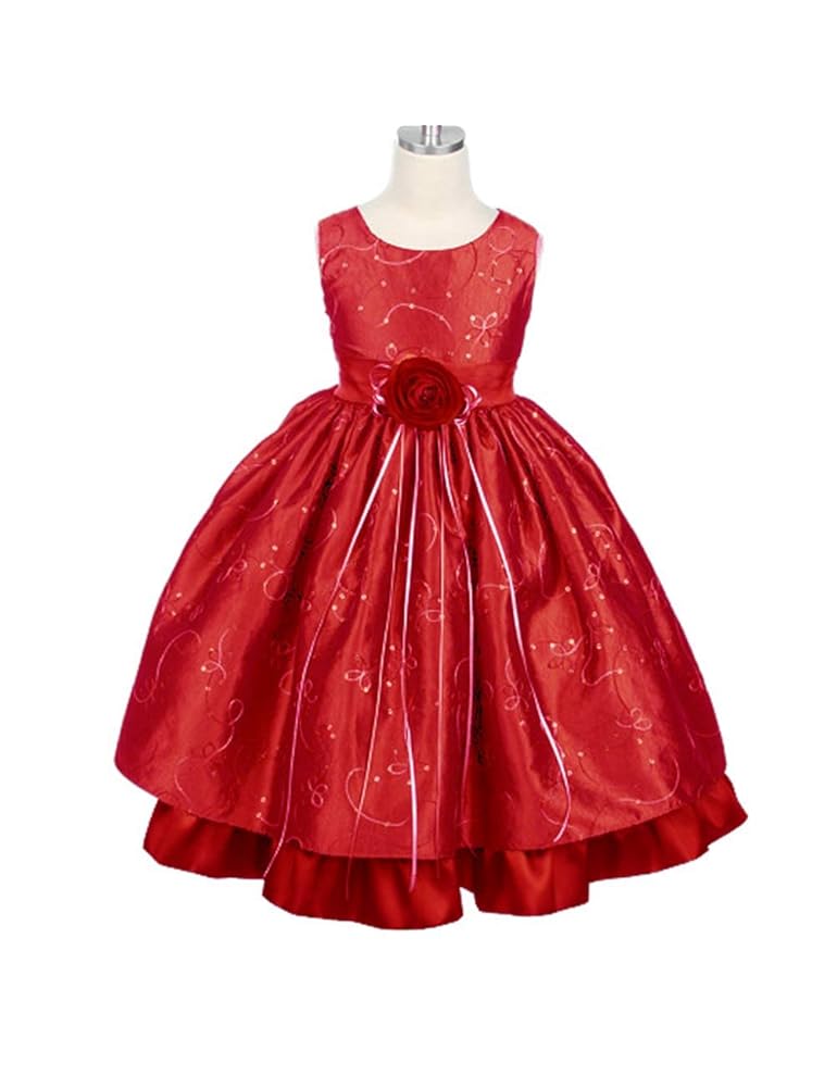 Girls Special Occasions Christmas Holiday Party Dress Red Taffeta with Sequins Girls Special Occasions Christmas Holiday Party Dress Red Taffeta with Sequins