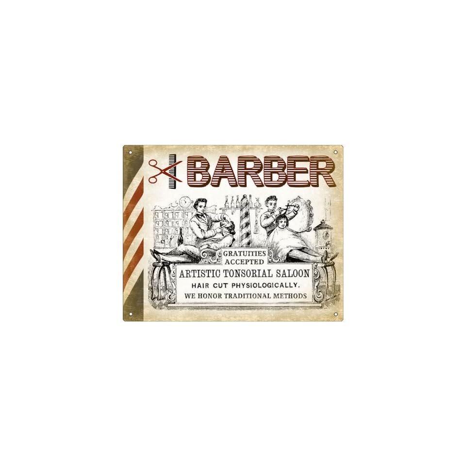 Barber Shop Sign Antique Style Wall Decor Hair Stylist Art On
