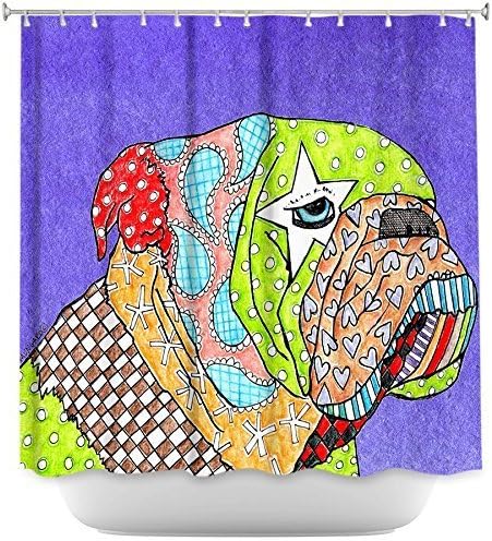 Tea Nest Designs Mildew and Wrinkle Resistant Shower Curtains by Marley Ungaro English Bulldog Indigo Bathroom 66X72