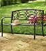 Corrosion-Resistant Tubular Steel Scrollwork Bench with Wrought Iron Back, in Antique Brown