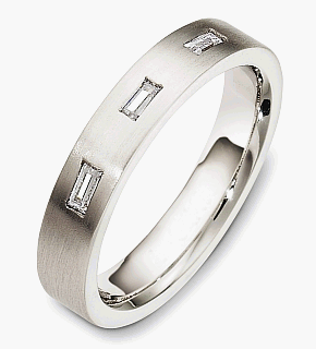 4mm 14 Karat White Gold 3 Diamond Wedding Band Ring