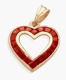 Genuine Ruby Gemstone Gold Heart Pendant with 18
