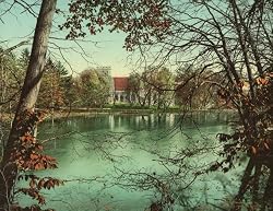 Vassar Chapel Across a Lake, 1904 - Exceptional Print of a Vintage Photochrom Image from the Library of Congress Collection