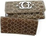 Guess Vermont Croco Checkbook Wallet in Brown